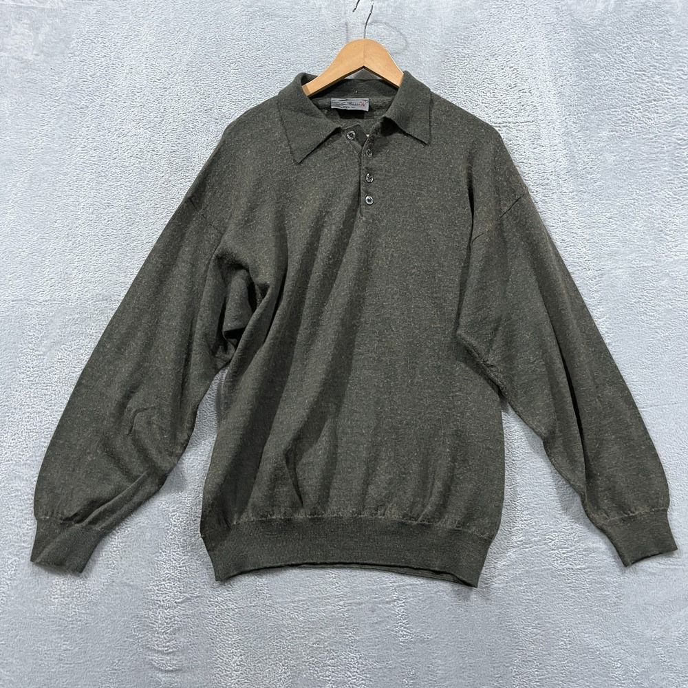 Vintage Giglio Rosso Polo Sweater Mens L Button Collared Made‎ In Italy Preppy